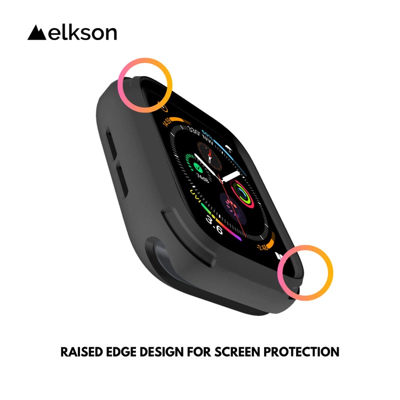 elkson Compatible with 44mm Apple Watch SE 3/2/1 Bumper Case, Quattro Series Rugged Case for iWatch Series 6 5 4, Military Grade Durable Protective Cover, Flexible Shockproof, Black - Image 3